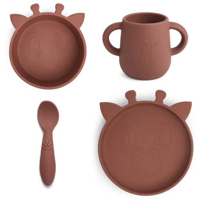 Hovedbilde Nuuroo Lykke silikon spisesett giraffe - Mahogany
